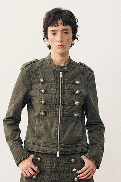 Retro Washed Double-Breasted Jacket