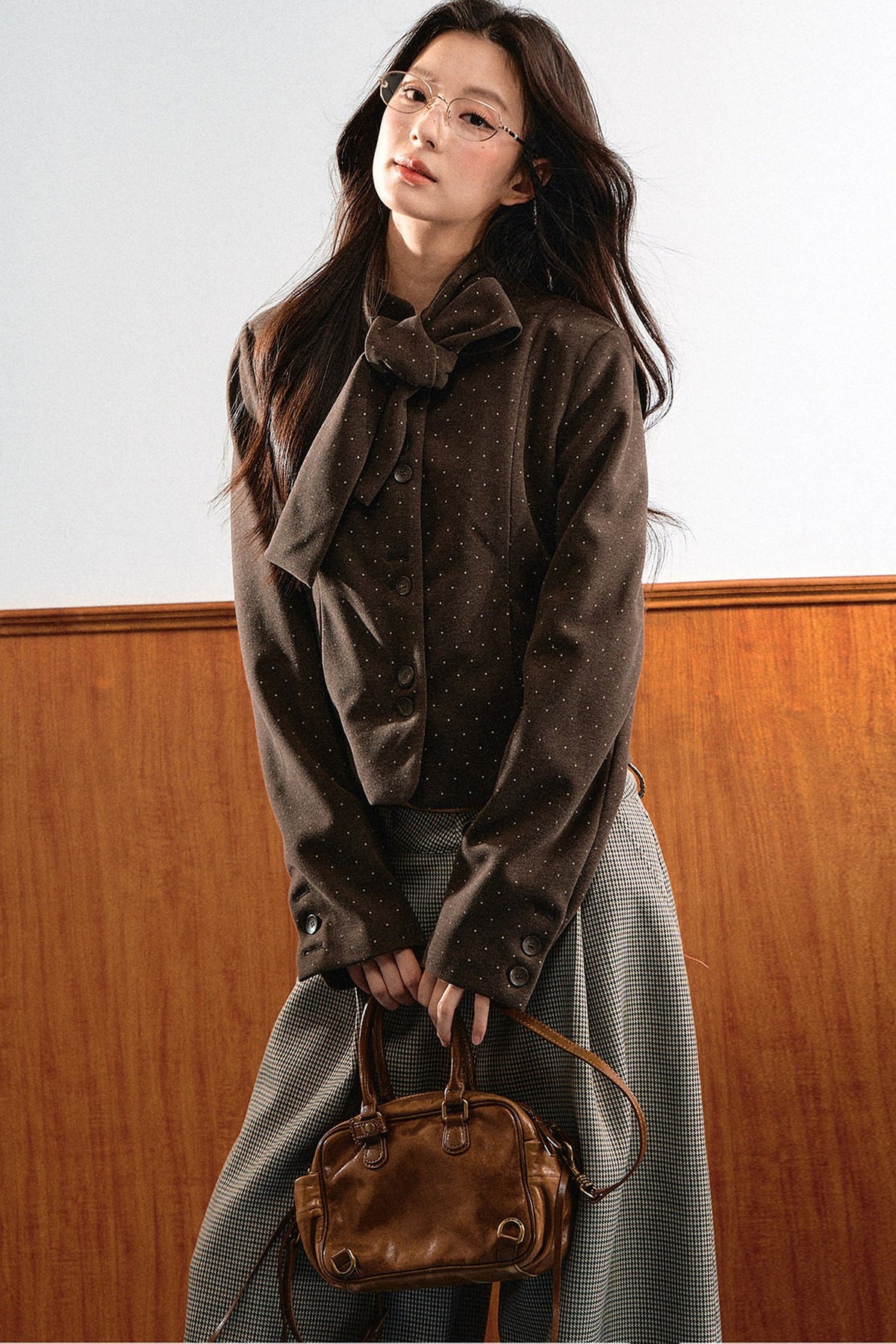 Integrated Bow Tie Polka Dot Jacket