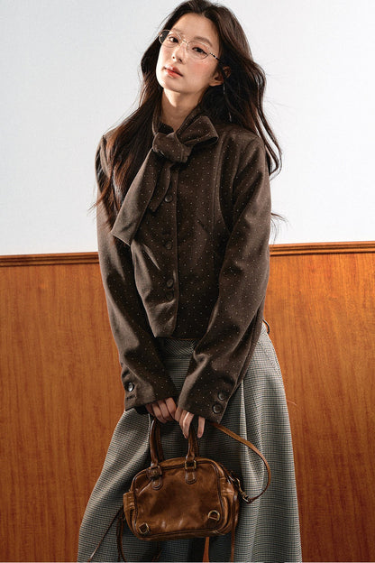 Integrated Bow Tie Polka Dot Jacket