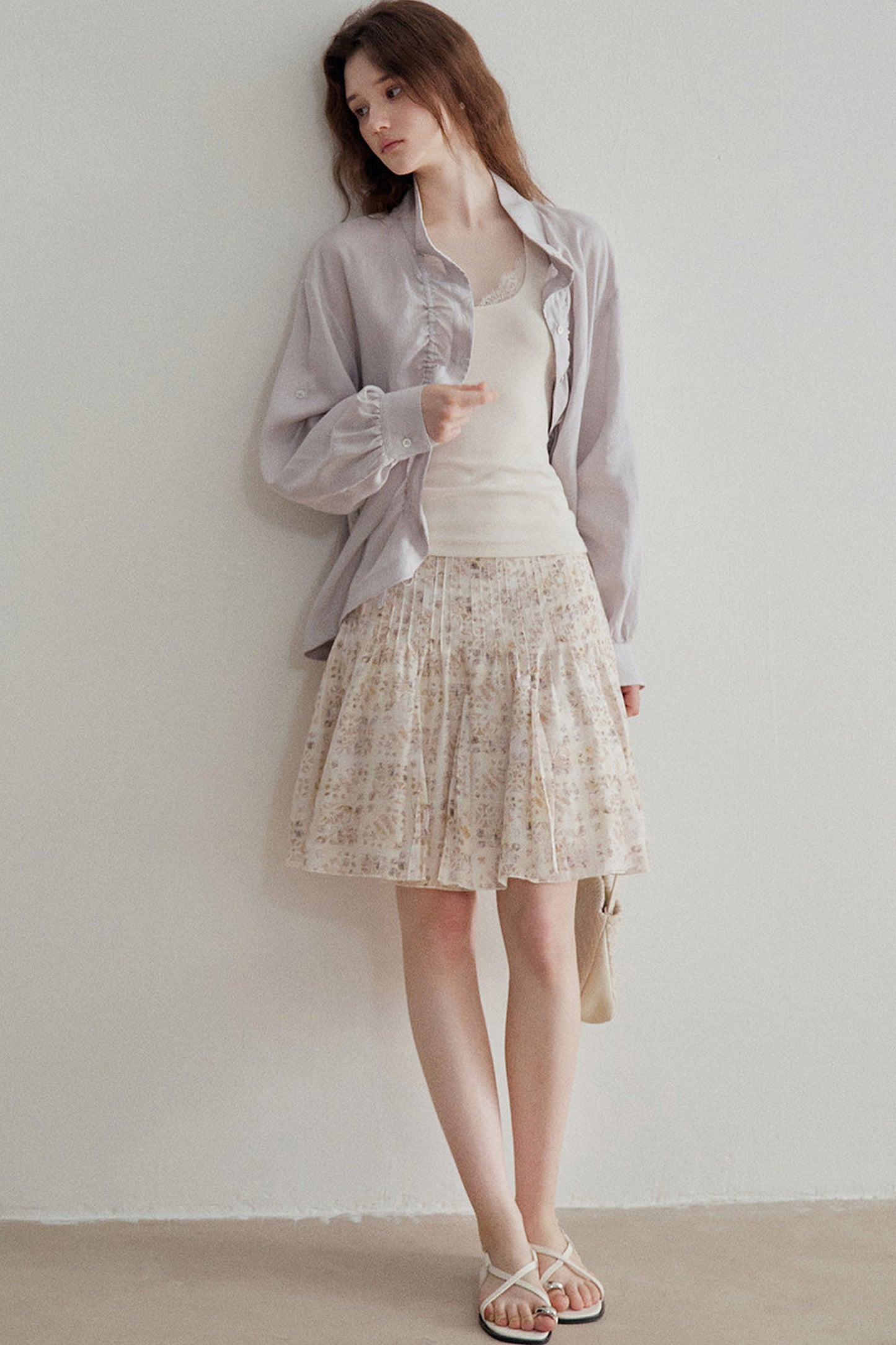 Linen Tencel Pleated Blouse