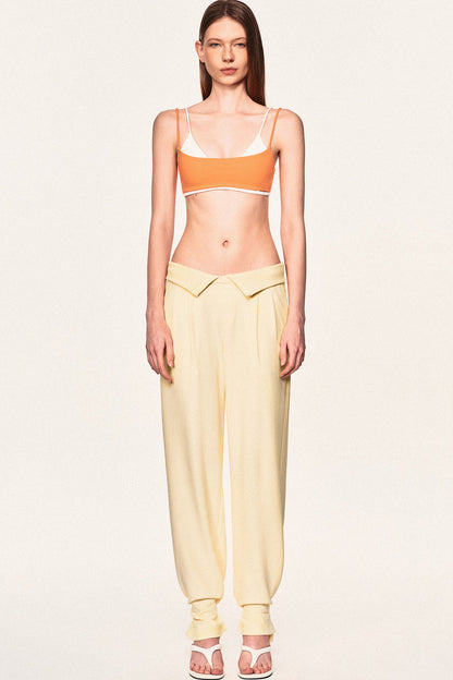 High-Waisted Fold-Over Waist Knit Pants