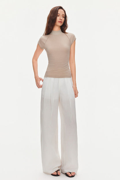 Bluse mit Flatterärmeln und Raffungen aus Lyocell-Seidenmischung