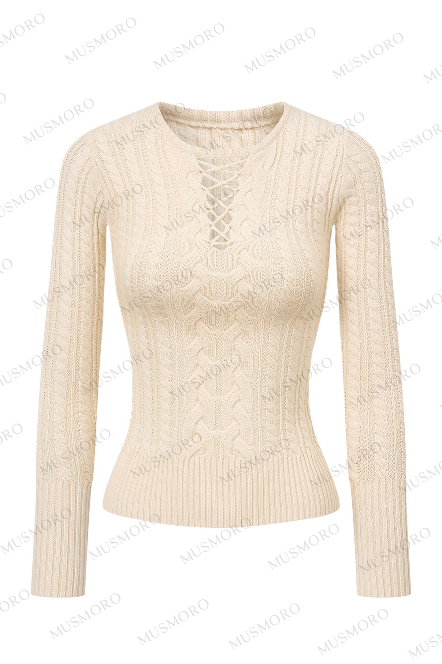 High-Stretch Lace-Up Knit Top
