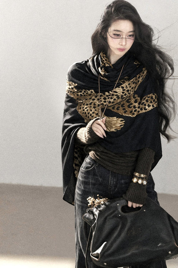 Autumn Leopard Print Shawl