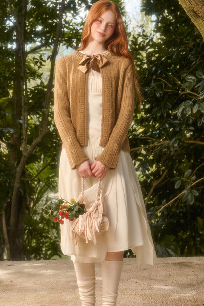 Ribbon Soft Wool Knit Cardigan