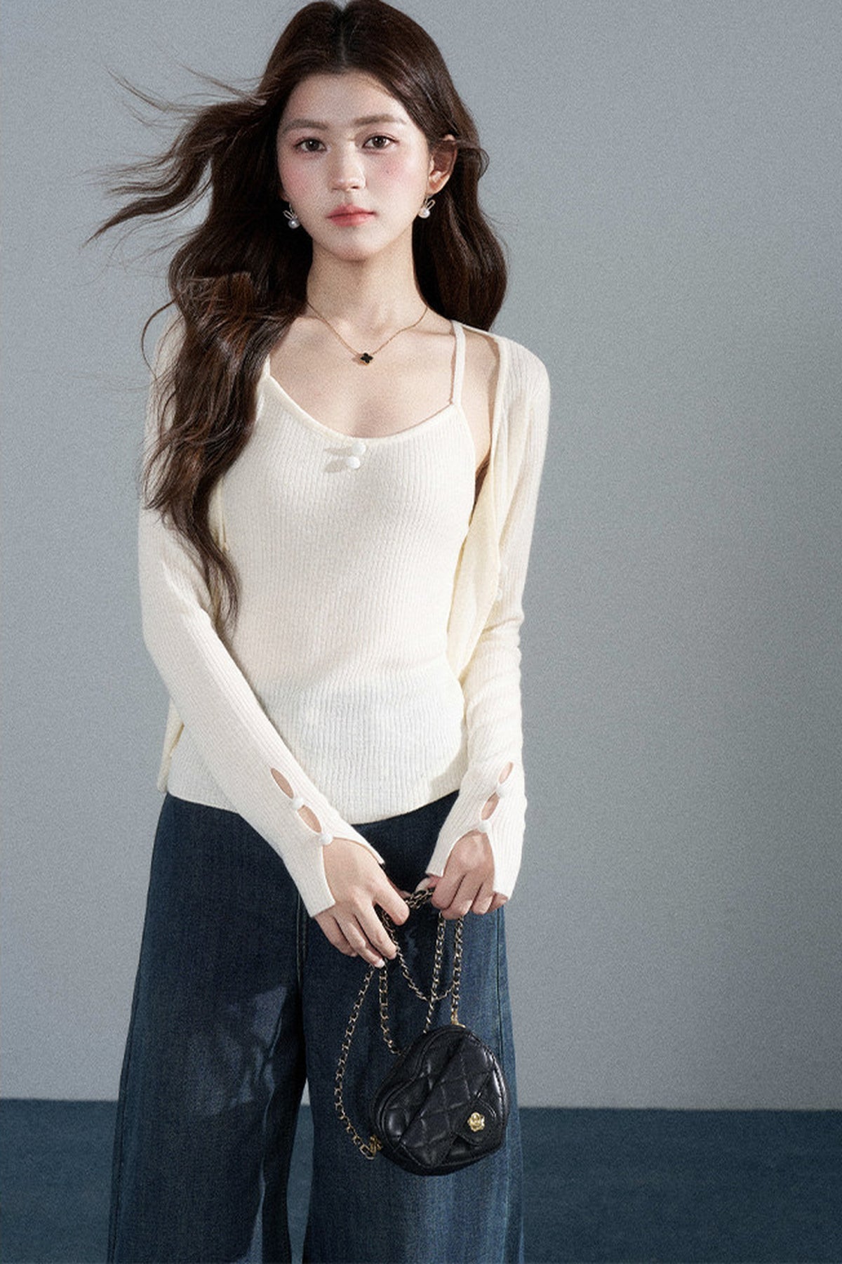 Red Layered-Look Knit Top