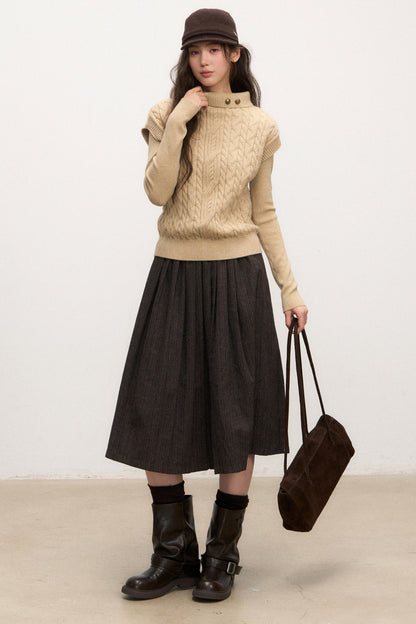 Layered-Look Knit Top and Skirt Set-Up