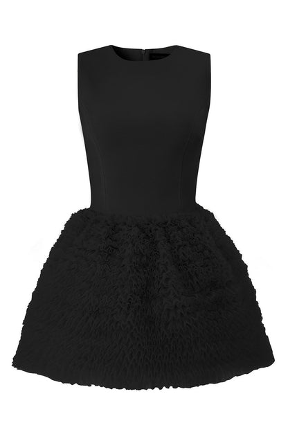 Blue Mesh Tiered Dress