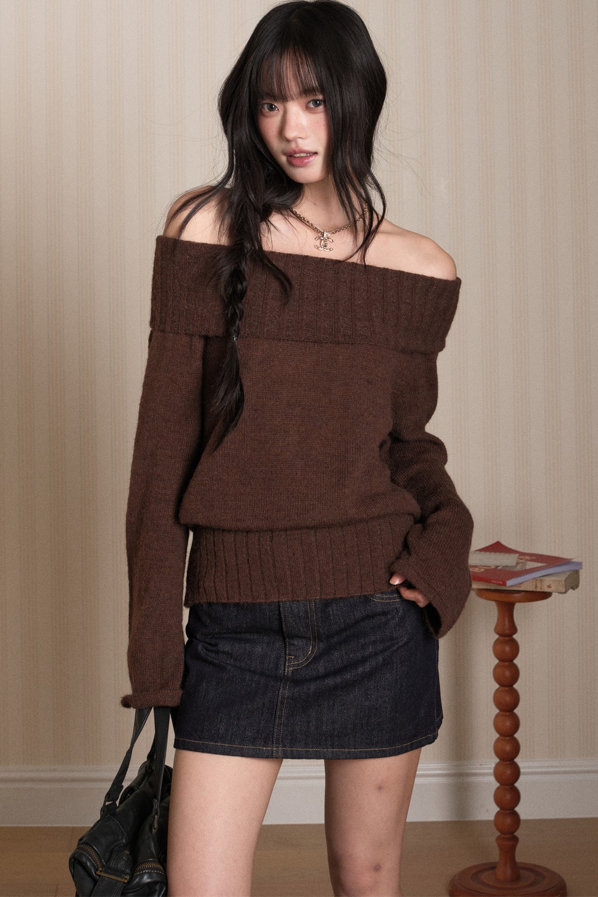 Off-Shoulder Knit Top