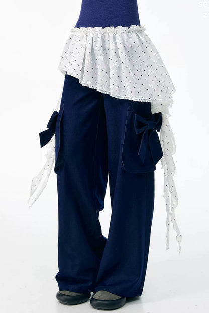 White Polka Dot Irregular Layered-Look Skirt