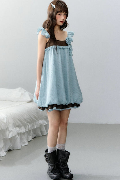 Strawberry Sundae Floral Flutter Sleeve Dress