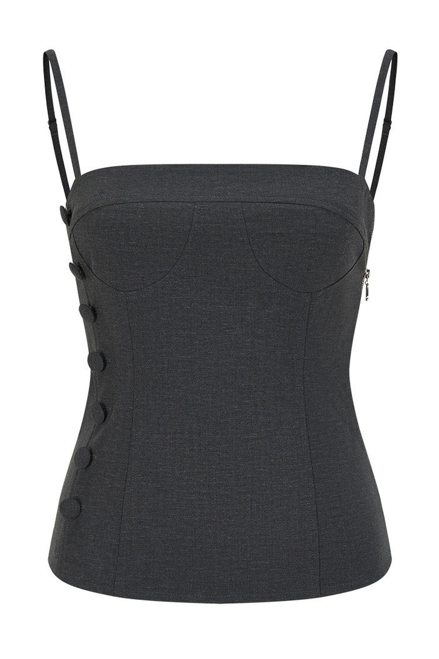 Buttoned Tie Waist Tube Top