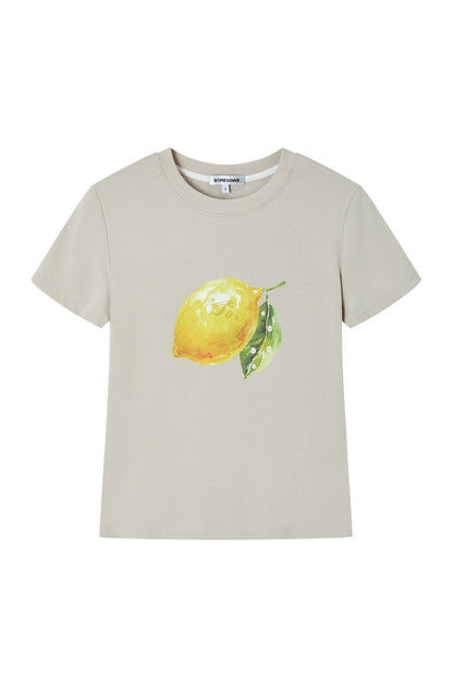 Lemon Print Short-Sleeved Blouse