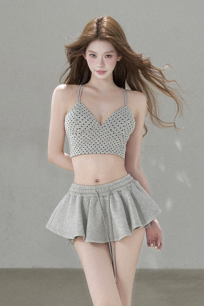 Polka Dot Cross-Back Top