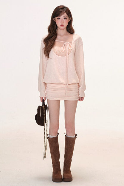 Langarmkleid mit Camisole-Set