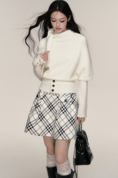 Ensemble cardigan et jupe à liens avec oreilles de lapin