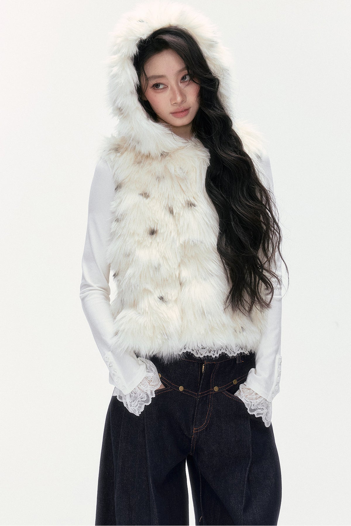 Hooded Faux Fur Vest