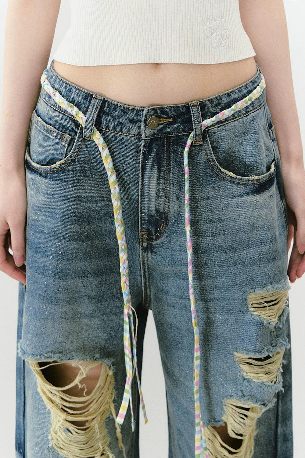 Sparkling Glitter Distressed Pants