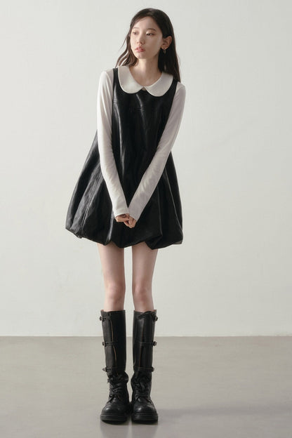 White Long-Sleeved Peter Pan Collar Top