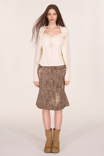 Fox Fur Trim Wool Cardigan
