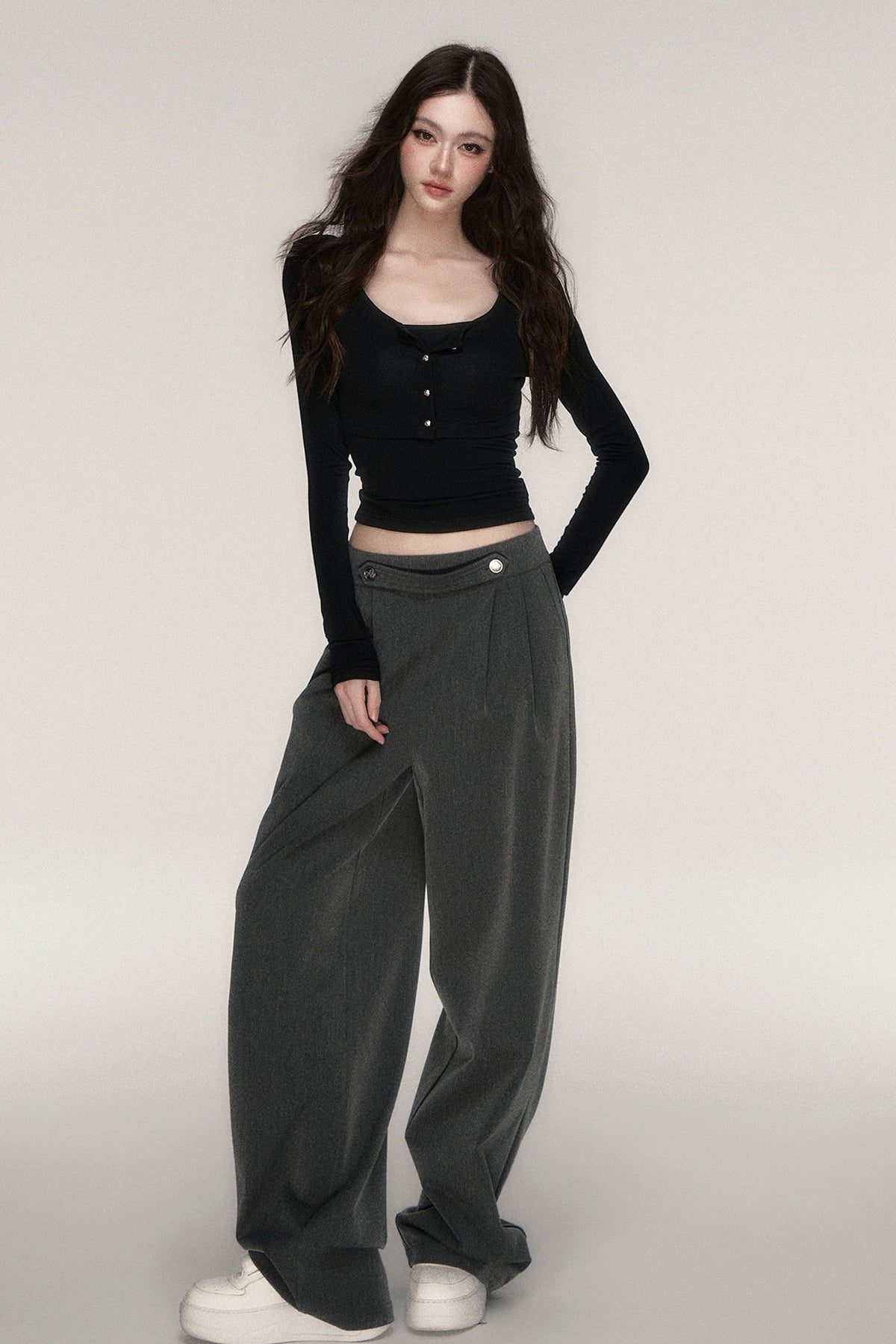Long-Sleeved Top and Camisole Set