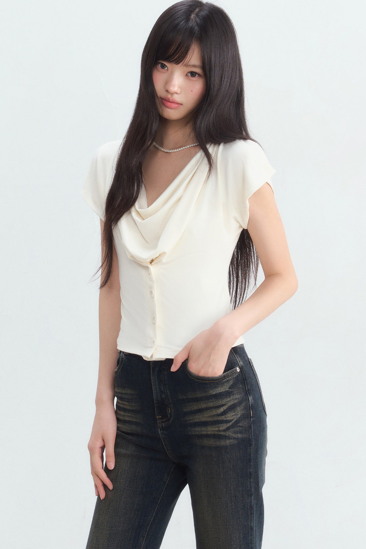 French Swing Collar Single-Breasted Blouse