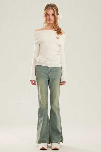 Off-Shoulder Knit Top and Pants Set-Up