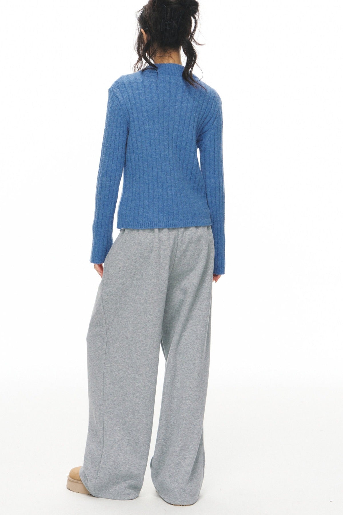 Blue Knitted Cardigan Set-Up