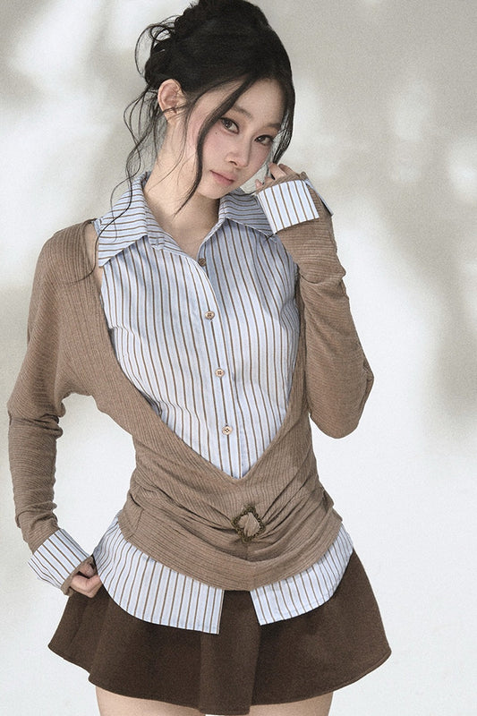 Layered-Look Knit Top Set-Up