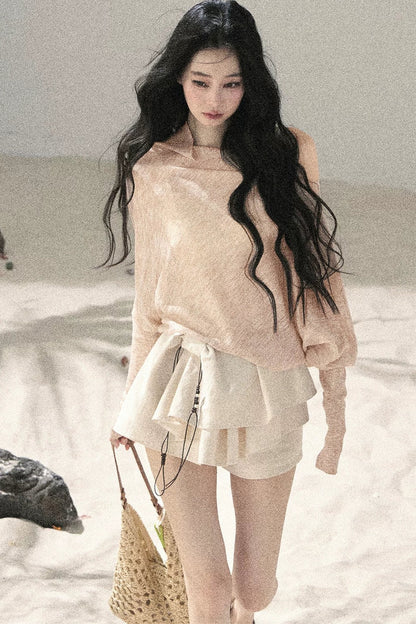 Conjunto de Top Hazy Mist Sin Hombros