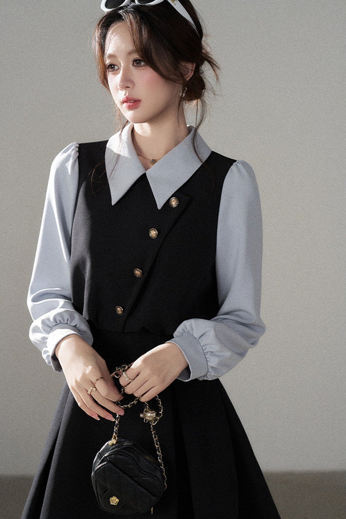 Berkeley Style Contrasting Sleeve Short Dress