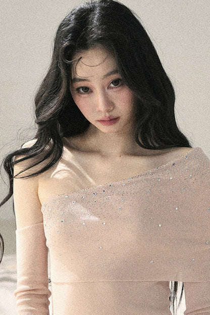Haut à sequins épaules dénudées