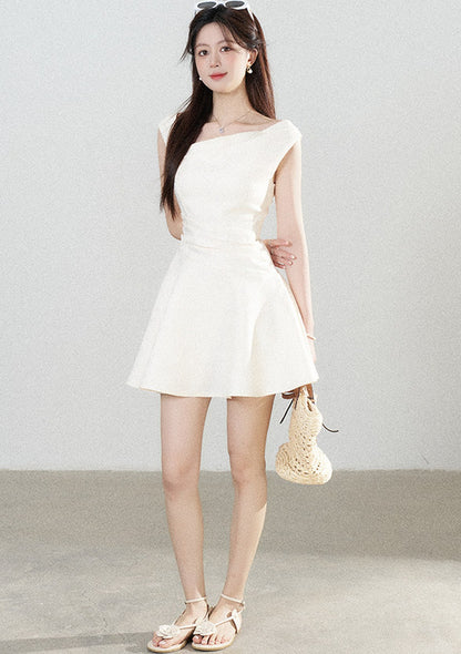 Apricot Off-Shoulder Slimming Dress