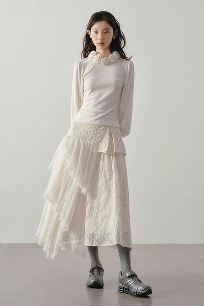 3D Floral Long Sleeve Knit Top