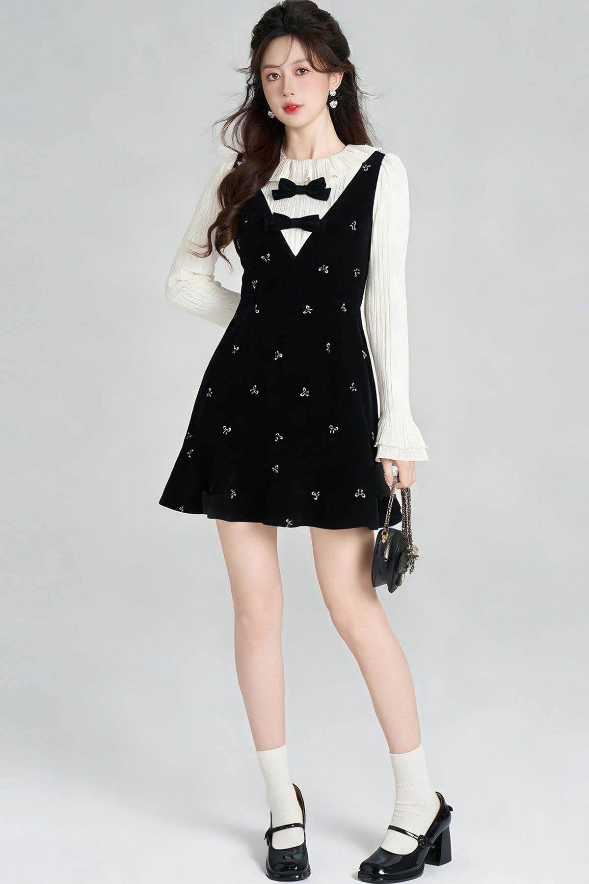Black Velvet Layered-Look Dress
