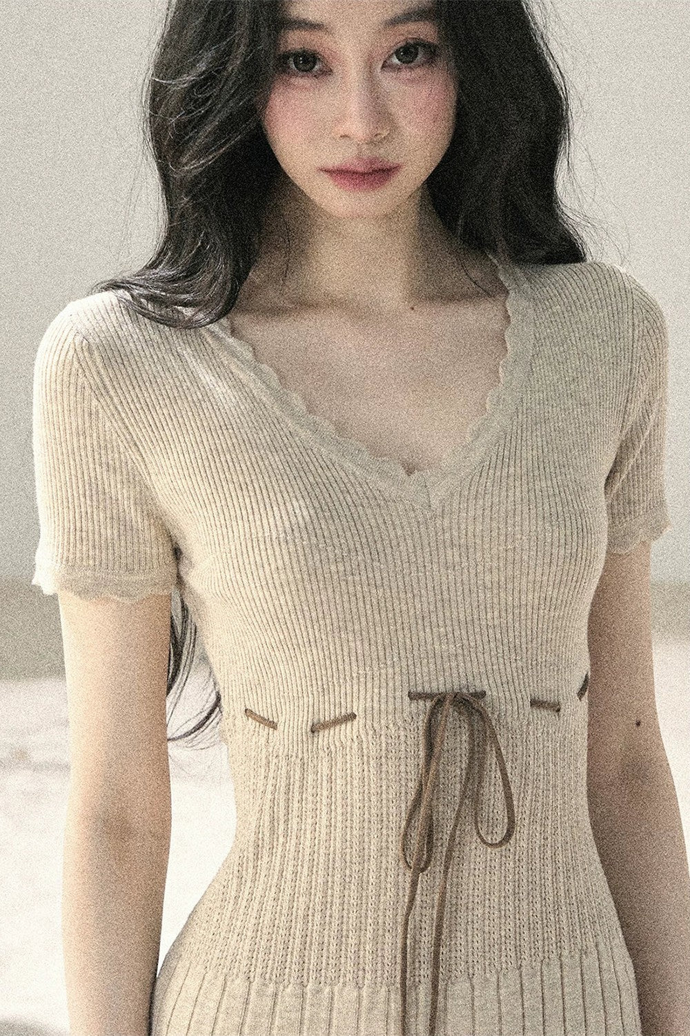 French Lace Knit Short Sleeve Dress