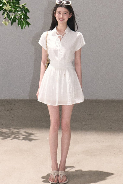 Lyocell Sheer Tie-Up Dress