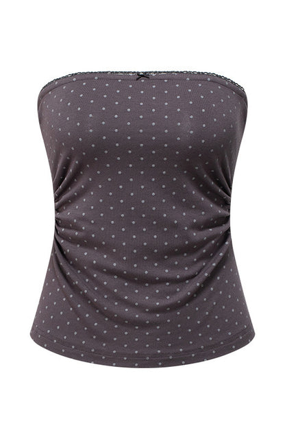 Polka Dot Tube Top and Knit Cardigan Set