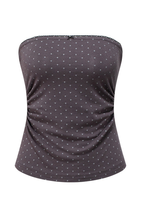 Polka Dot Tube Top and Knit Cardigan Set