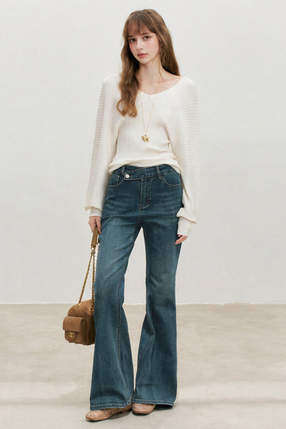 High-Waist-Schlagjeans