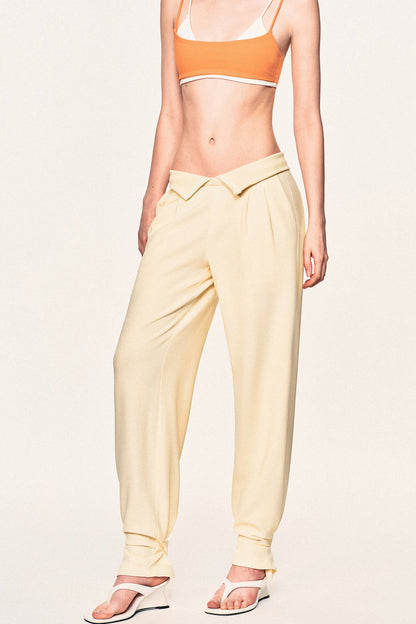 High-Waisted Fold-Over Waist Knit Pants
