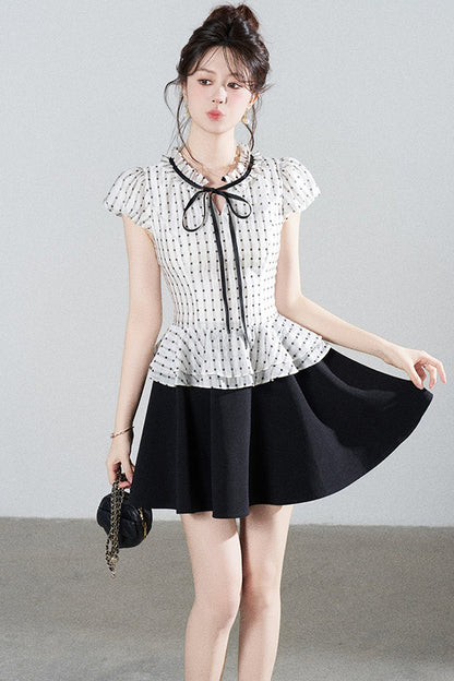 French Style Puff Sleeve A-Line Dress