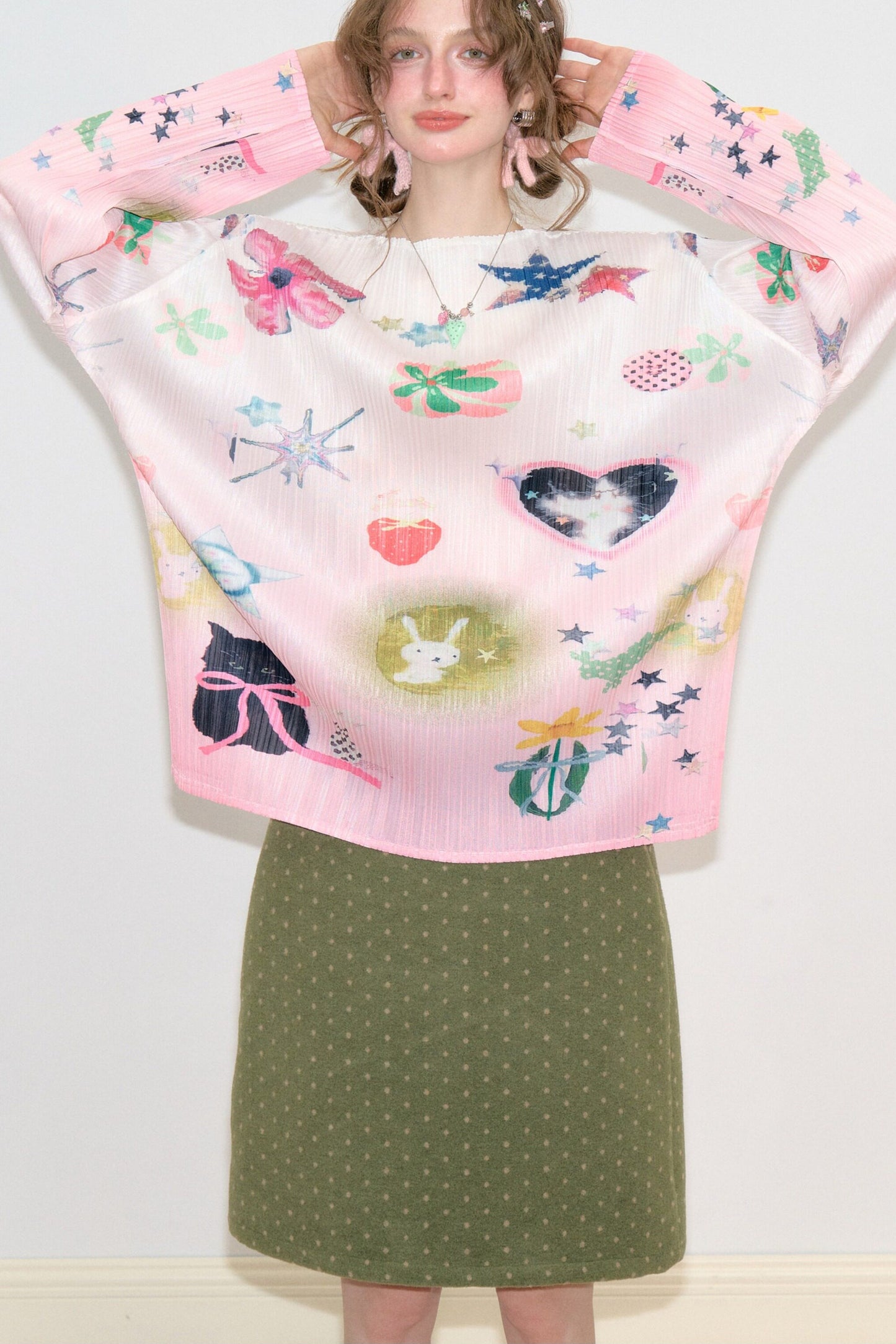 Pink Mist Pleated Blouse