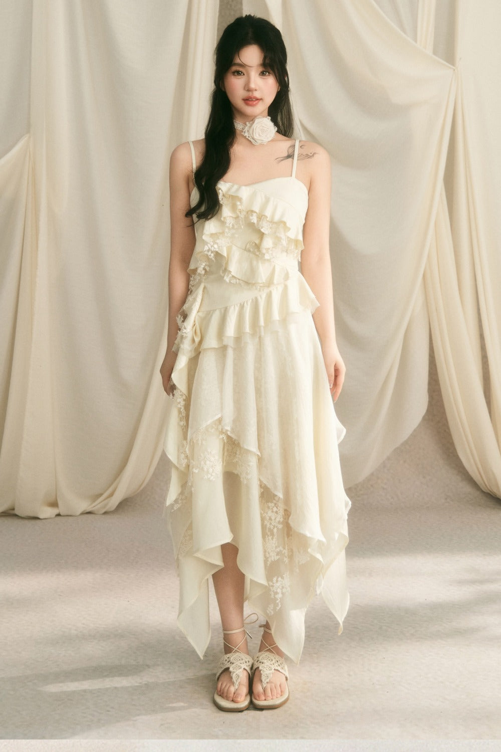 Rose Wave Layered Camisole and Skirt Set-Up