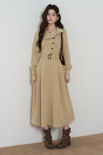 Vestido trench caqui de manga larga