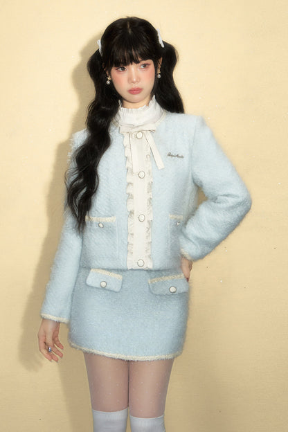 Blue Wool High-End and Elegant Outfit Set-Up