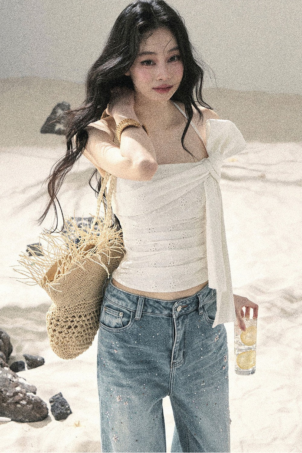Halter Knot Pleated Top