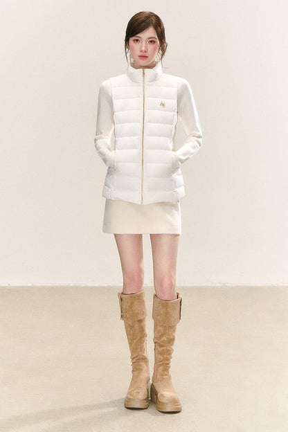 White Duck Down Long Sleeve Gilet Jacket