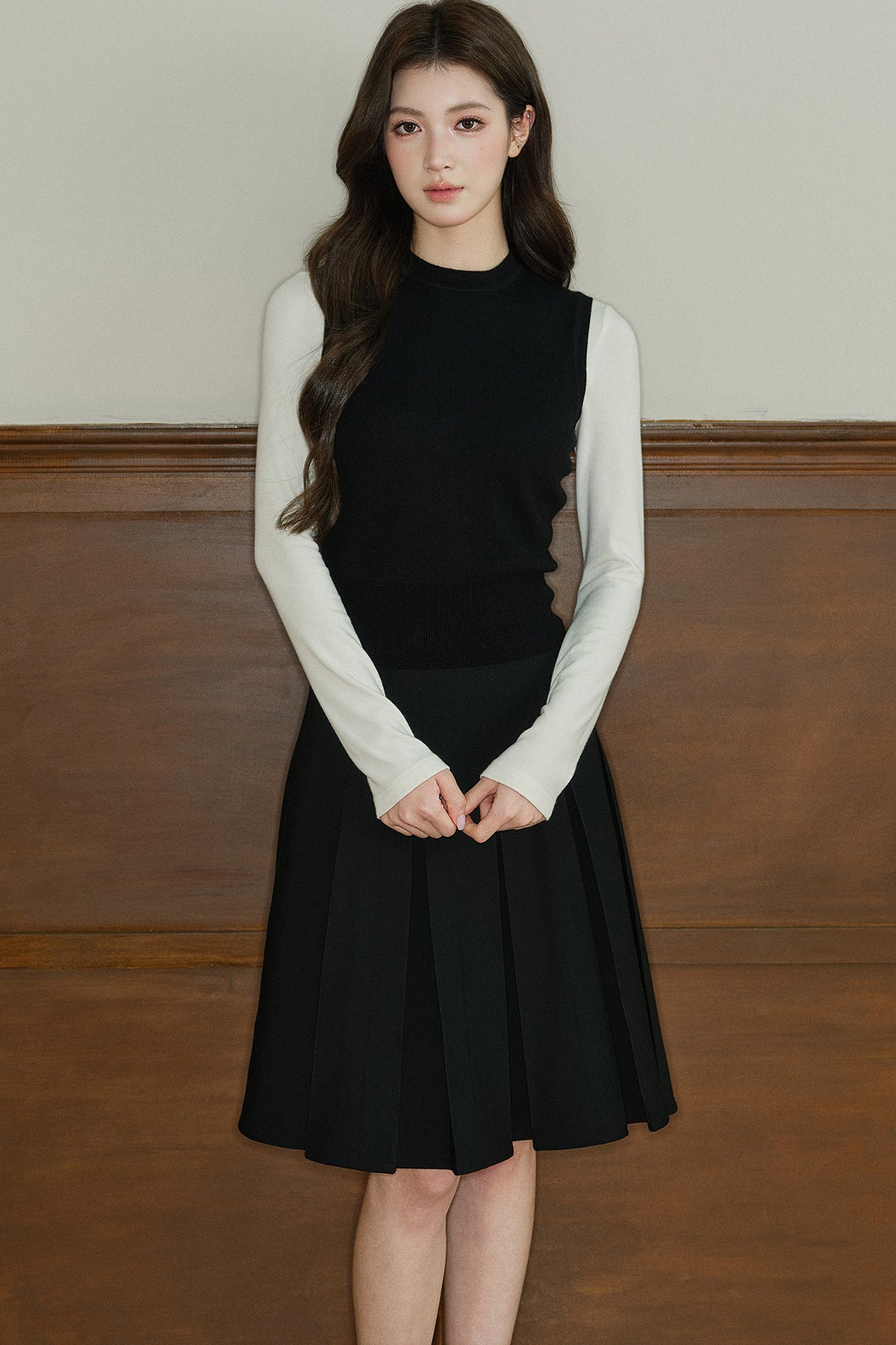 Long-Sleeved Round-Neck Knit Base Layer Top