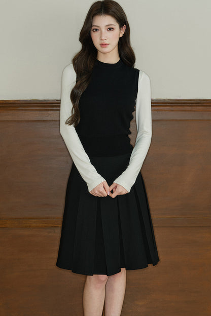Long-Sleeved Round-Neck Knit Base Layer Top